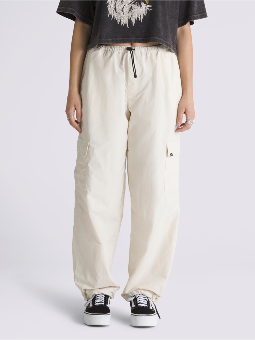 Vans Cream Women's Cargo Pants - Lightweight Utility Style
